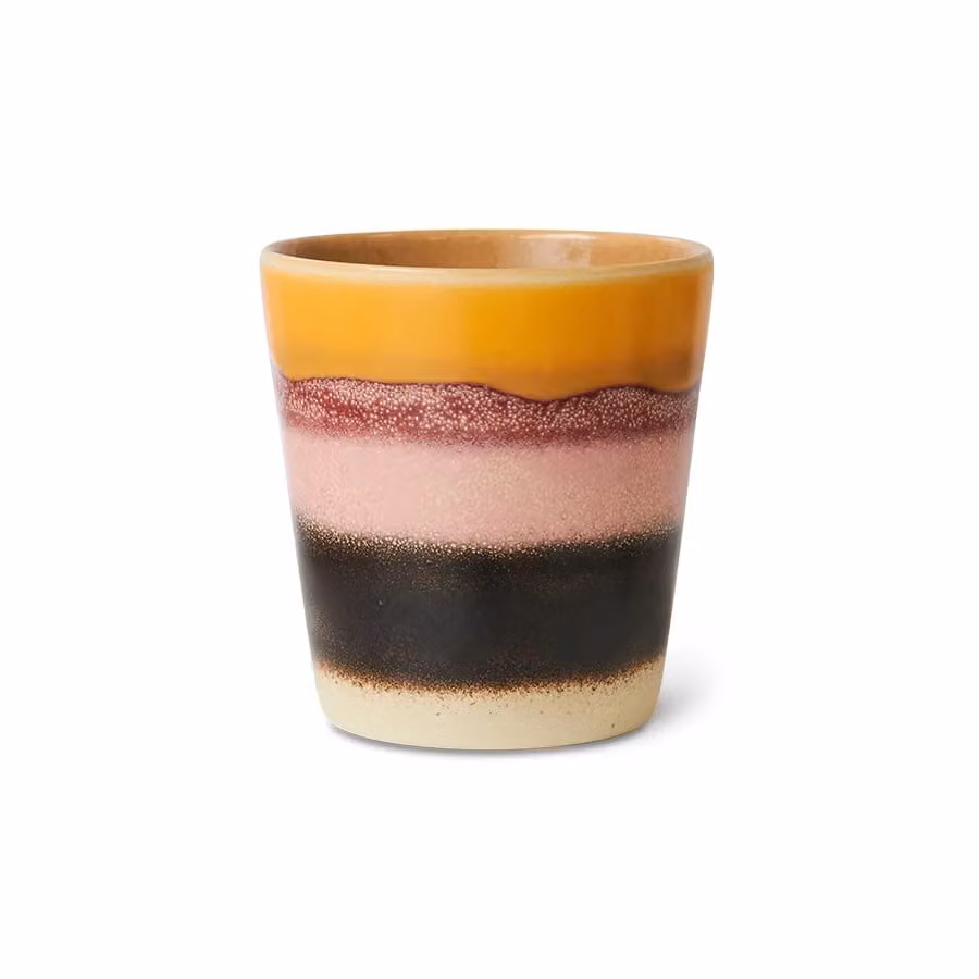 HKLIVING 70s Sunset Ceramic Stoneware Coffee Mug in Orange and Multicolour