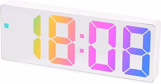 Leaper Digital LED Tabletop Electronic Clock in Beige and White