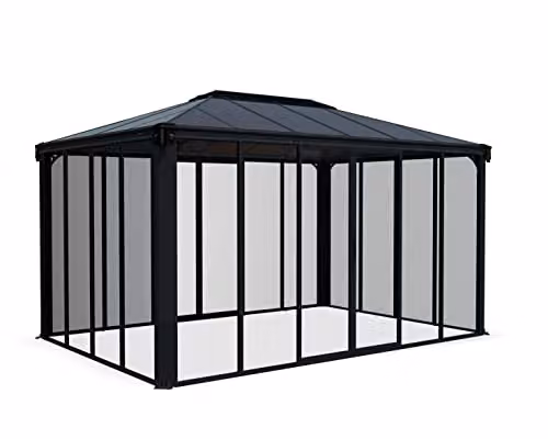 Palram Ledro 4300 Enclosed Garden Gazebo in Grey with Polycarbonate Roof, W/D/H: 295.5 x 430 x 274.5 cm – 1