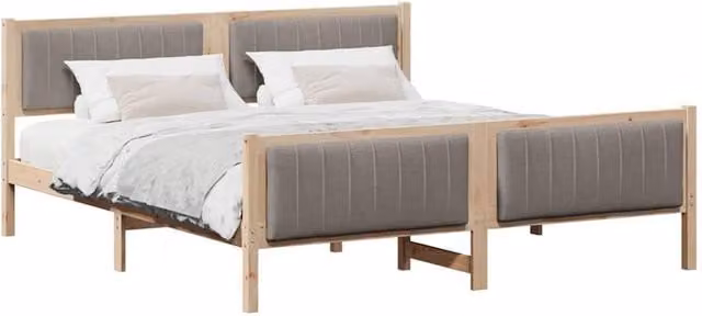 Berkfield Home Elegant Bed Frame in Brown and Taupe, Solid Pine Wood, W/D/H: 180 x 200 x 85.5 cm – 1