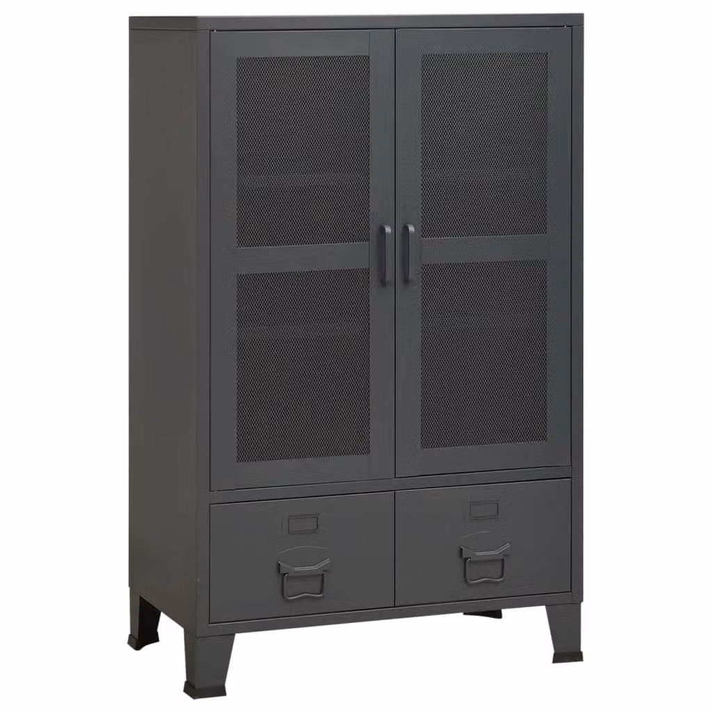 Berkfield Home Industrial Metal Storage Chest in Anthracite and Black – 2