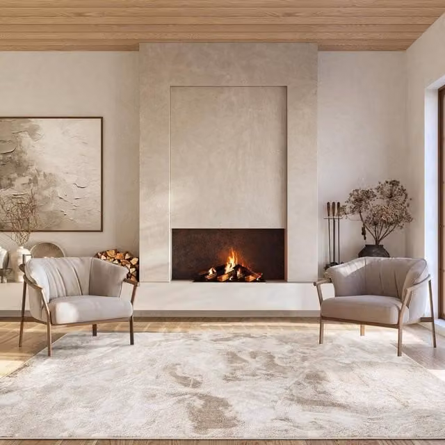 Desire Rugs Elysium Modern Abstract Area Rug in Nebula Light Beige, W: 120 cm, D: 170 cm