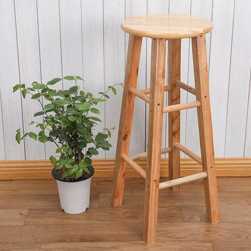FORGEVIO Brown Wooden Bar Stool for Kitchen and Breakfast Bars – 3