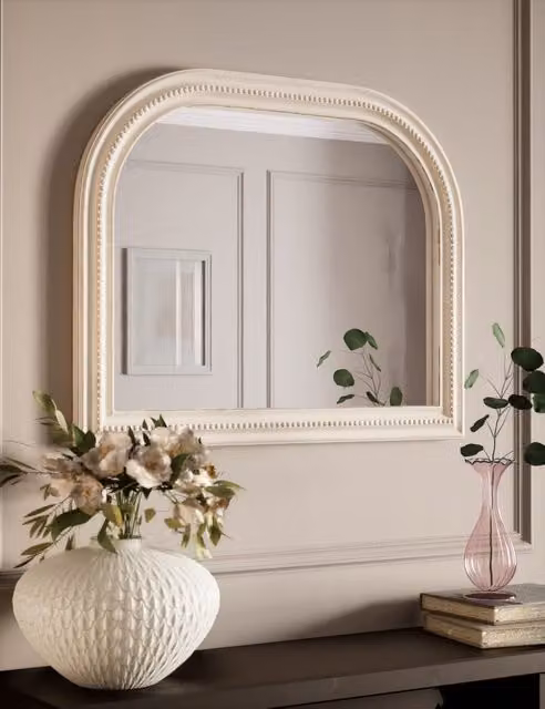 M&S Daphne Classic Oval Tabletop Mantel Mirror in White