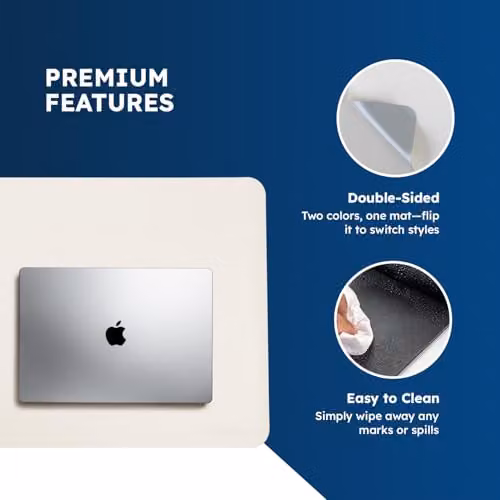 DesireTech Reversible Office Desk Pad in Silver and White – 3
