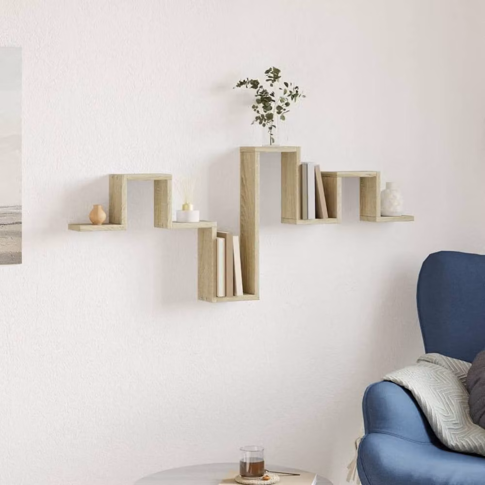 Berkfield Home Sonoma Oak Wall Shelf, Light Brown, W: 104.5 cm, D: 10 cm, H: 43 cm – 2