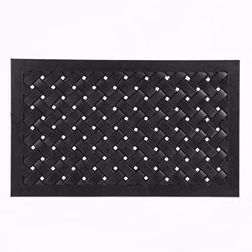 Esselle Black Rubber Lattice Doormat, W/D/H: 75 x 45 x 0.1 cm – 2