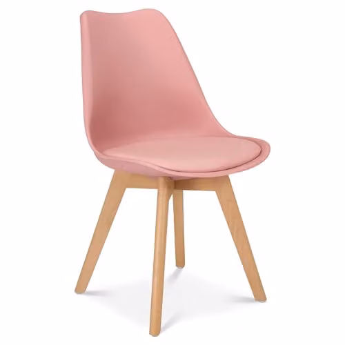 Bravich LTD Rocco Tulip Dining Chair in Dusty Pink with Beech Wood Legs – 1