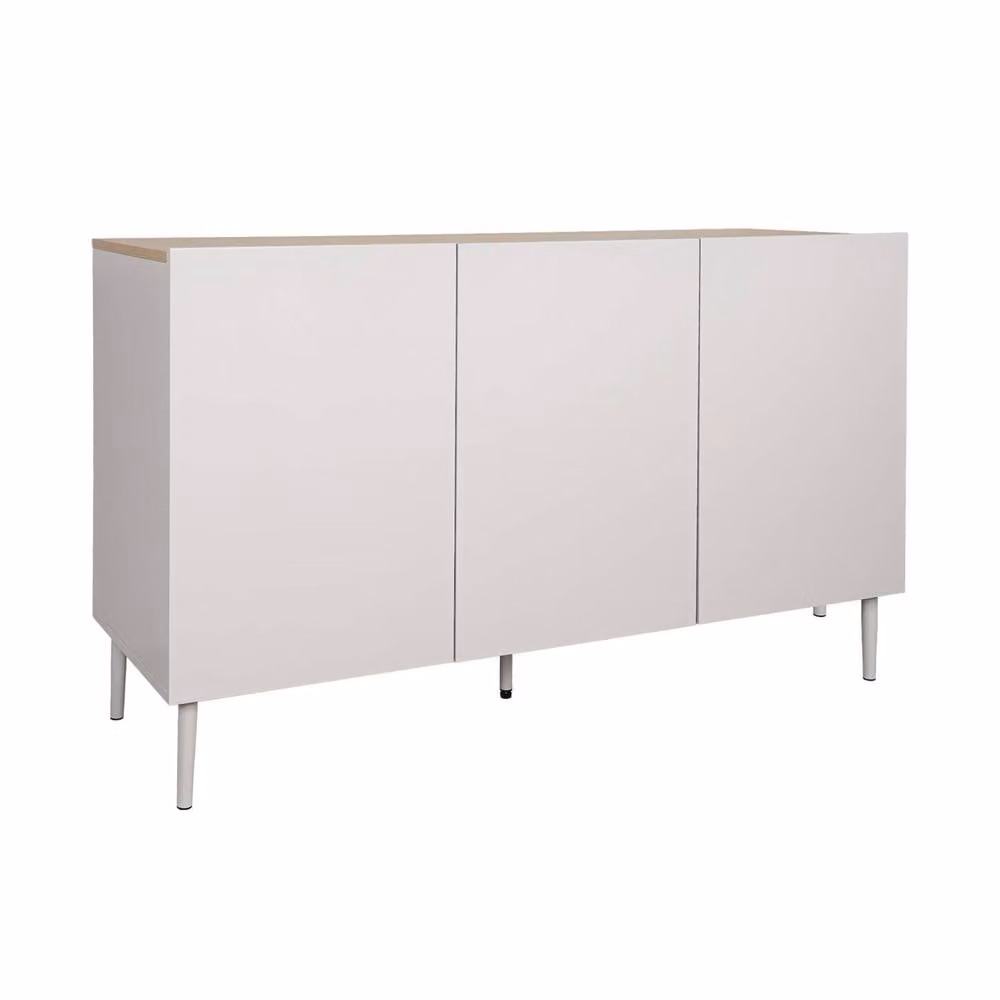 sweeek Modern 3-Door Sideboard in Beige and Walnut with Metal and MDF Construction, W: 120 cm – 2