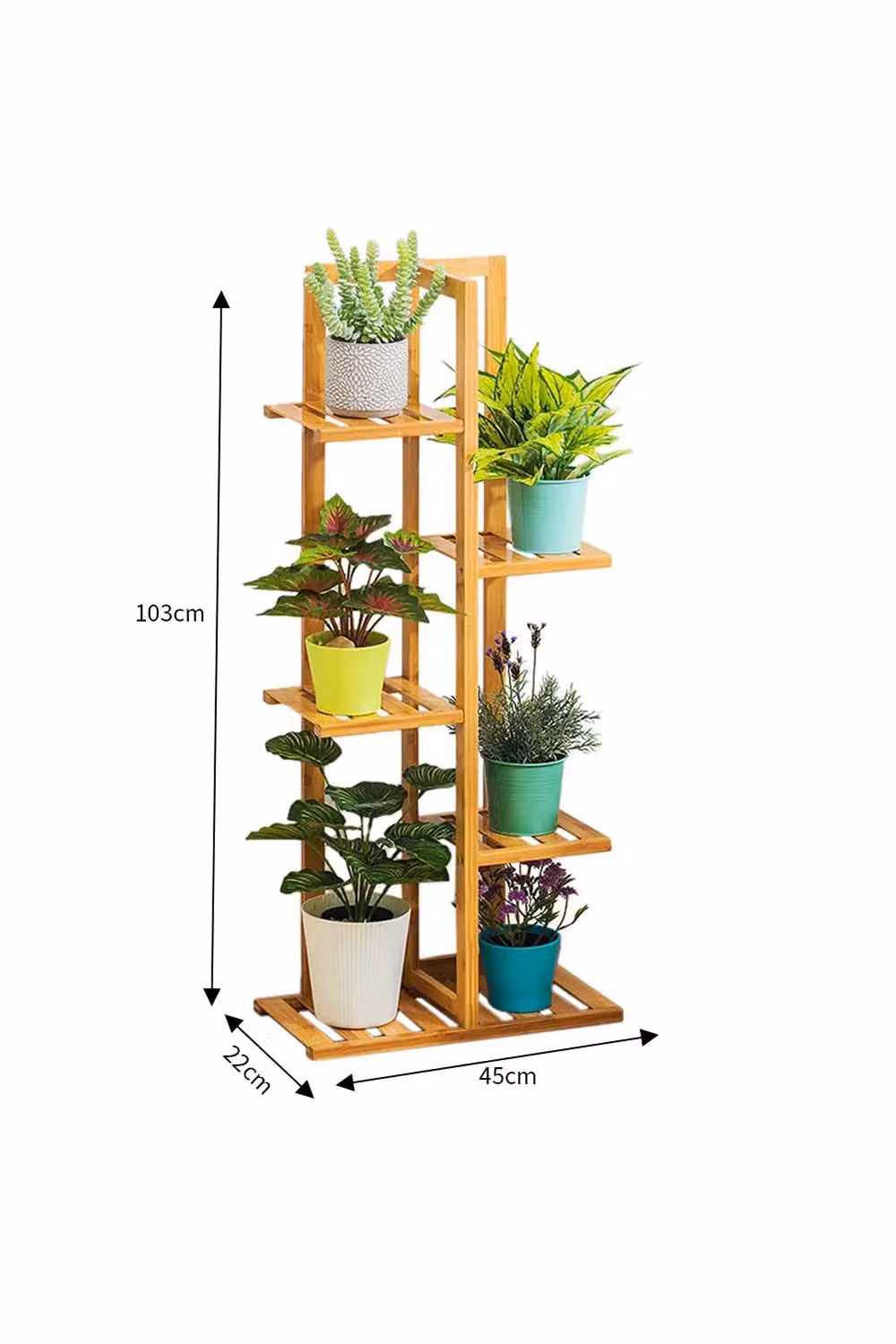 Living and Home Rustic 5-Tier Wooden Potted Plant Stand Display Shelf in Brown, Height: 103 cm – 2