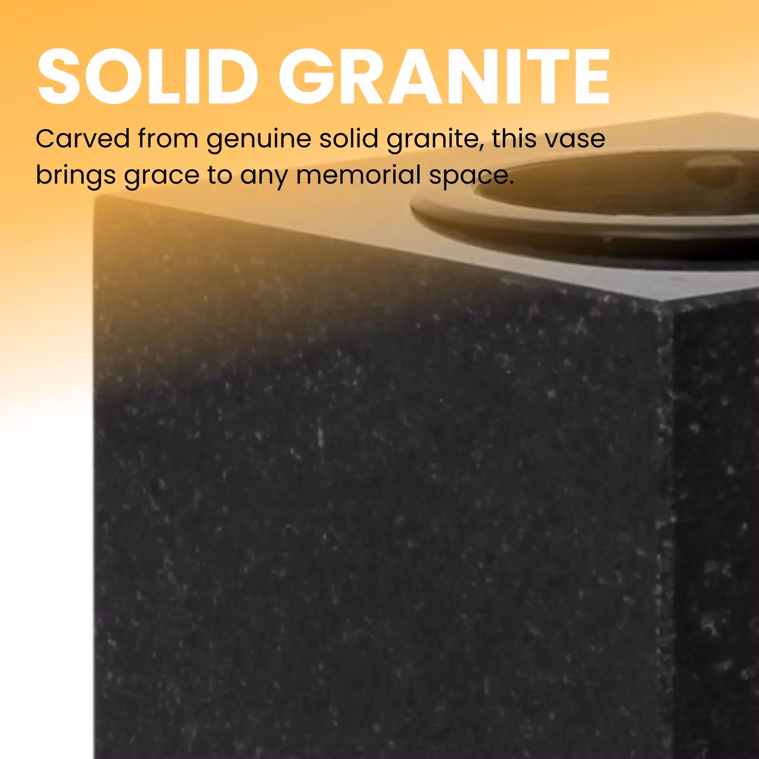Novecrafto Classic Square Granite Memorial Vase in Black and Grey for Cemetery or Garden – 6