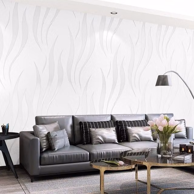 Livingandhome Abstract Striped Wallpaper Roll in Beige and White