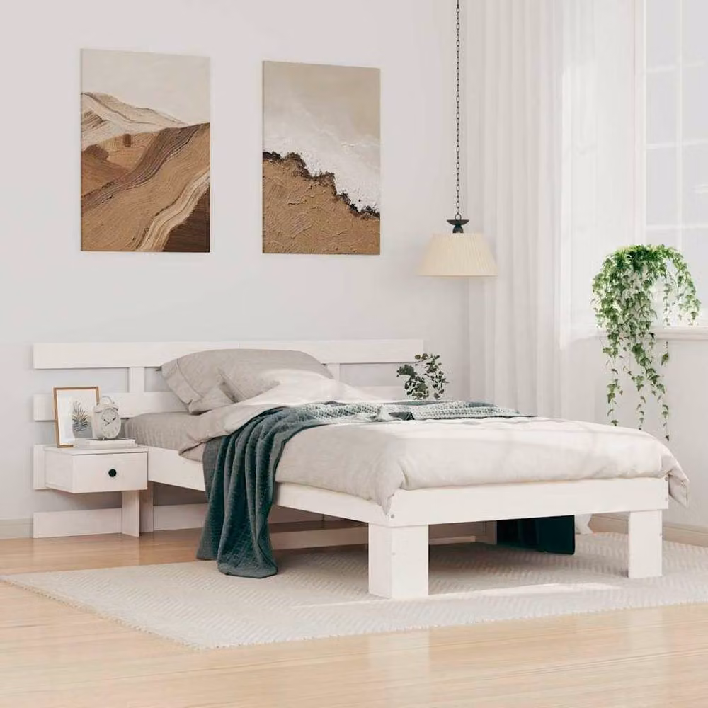 Berkfield Home White Solid Pine Wood Bed with Drawer W: 90 cm, L: 200 cm – 2