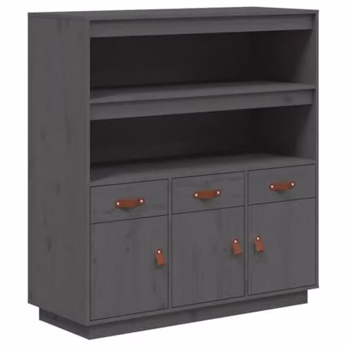 vidaXL Grey Solid Wood Pine Highboard W/D/H: 100 x 40 x 108.5 cm