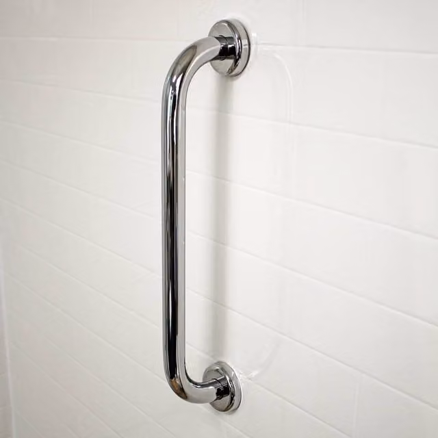 Showerdrape Assurity 40cm Wall Mounted Straight Stainless Steel Grab Bar in Silver and Chrome