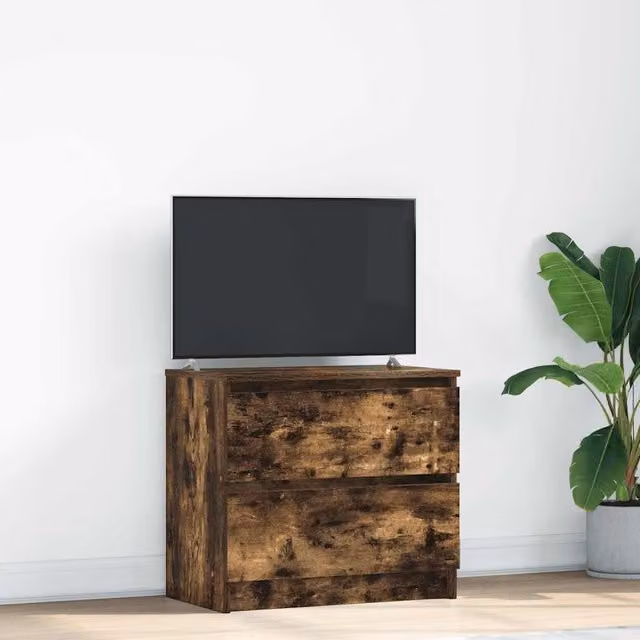 Berkfield Home Smoked Oak TV Cabinet in Brown, W/D/H: 60 x 35 x 54 cm