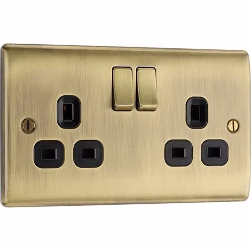 BG Nexus Metal Double Switched Socket in Antique Brass – 1