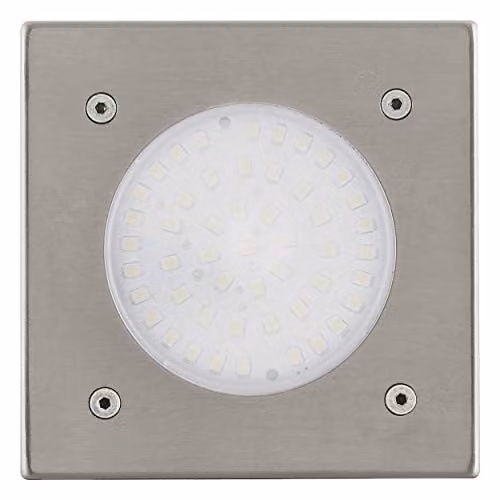Loops IP67 Outdoor Recessed Square Ground Light in Silver Stainless Steel with 2.5W Built-in LED