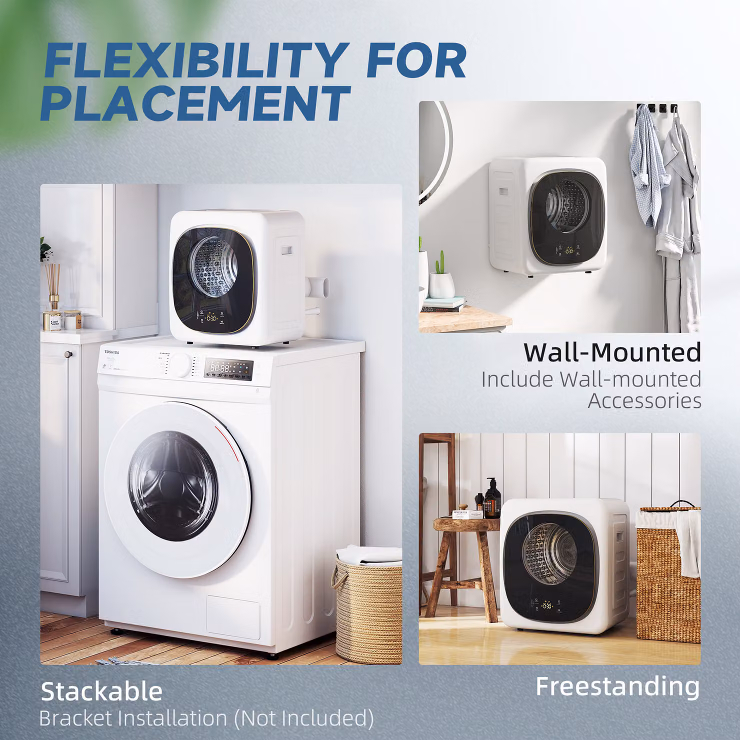HOMCOM 4kg Vented Front Loading Tumble Dryer with 5 Drying Modes and Smart Sensor, White – 6