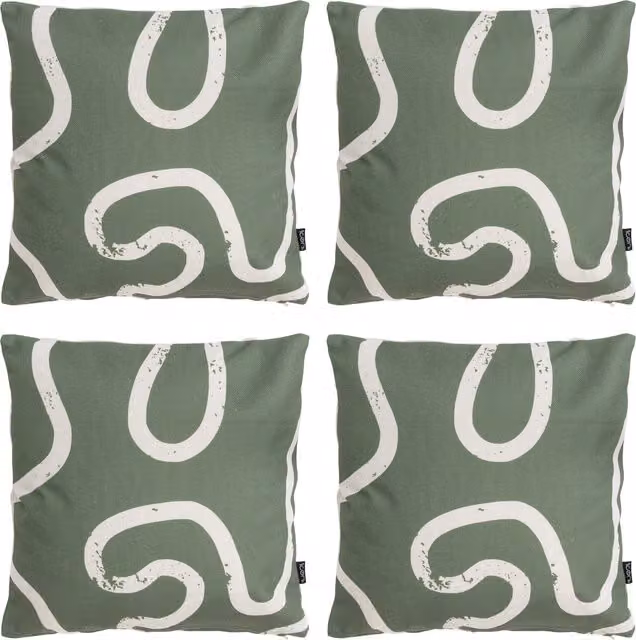 icon Squiggle Kyoto Outdoor Square Cushion in Beige, Yellow and Green
