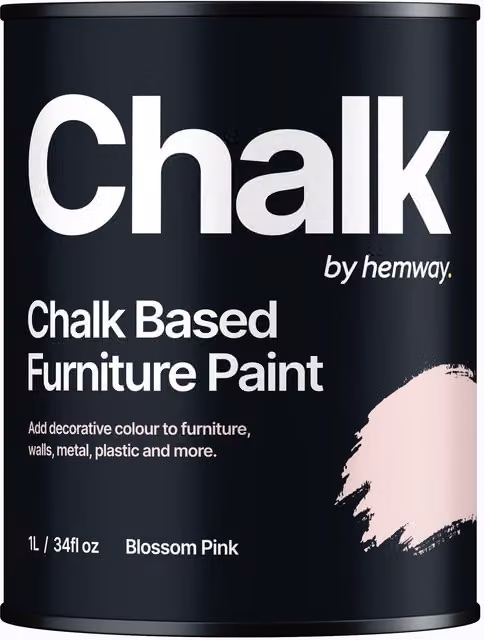 Hemway Chalk Based Furniture Paint in Flat Matt Blossom Pink, 1L