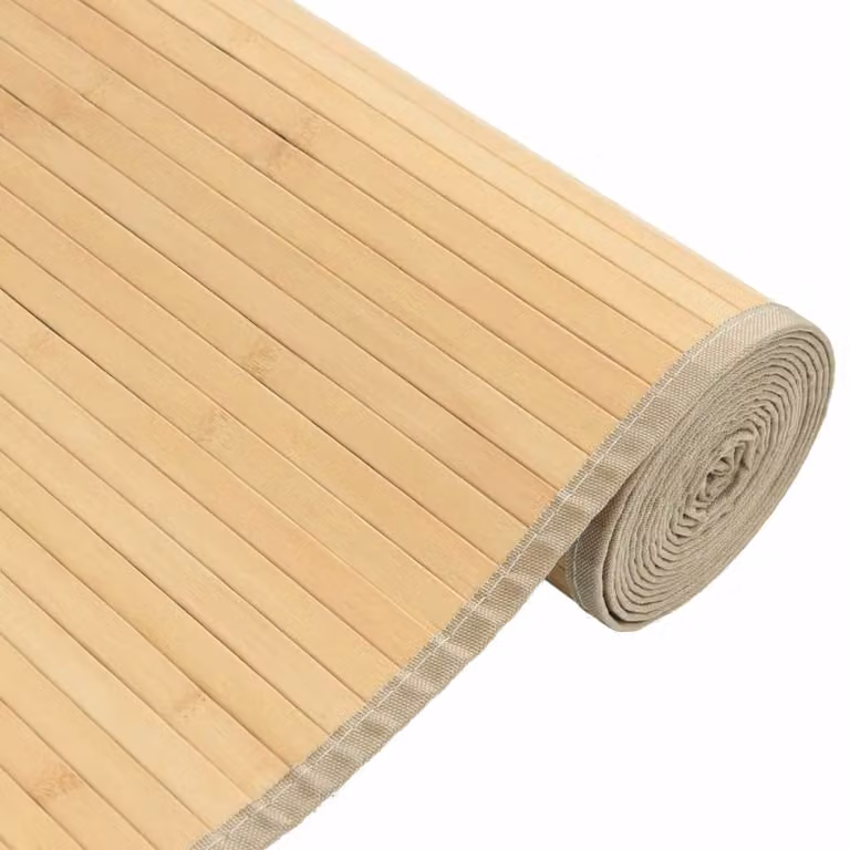 Berkfield Home Rectangular Striped Bamboo Rug in Beige, W: 80 cm, L: 200 cm