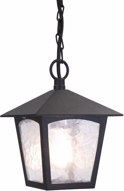 Netlighting York Black Outdoor Ceiling Chain Lantern with Transparent Glass and E27 Socket, IP43 Rated – 1