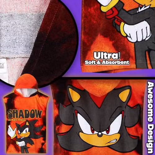 Get Trend Sonic the Hedgehog Hooded Cotton Bath Towel Poncho in Red – 4