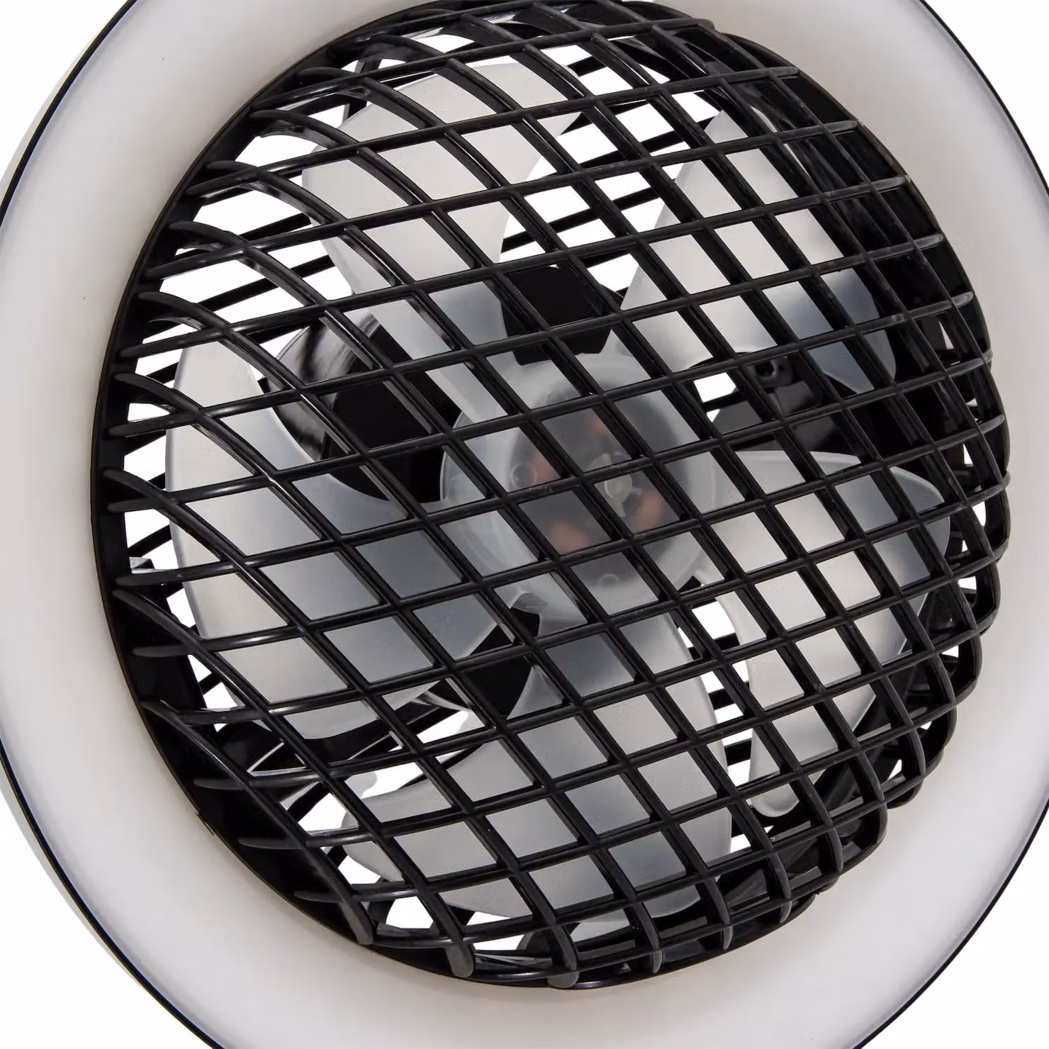 Happy Homewares Rechargeable 3 Speed Desk Fan with Dimmable LED Halo Ring Light in Black – 3