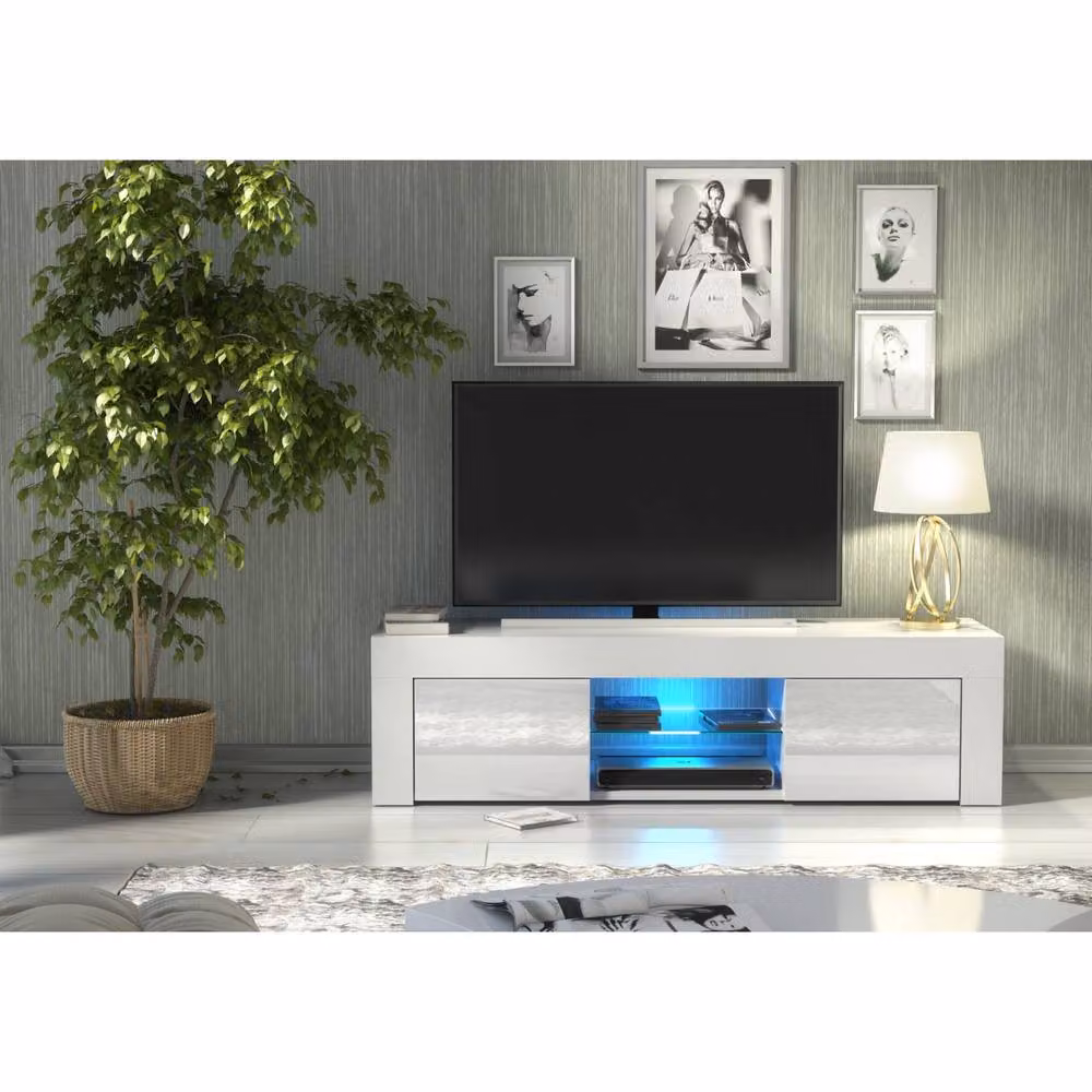 Creative Furniture Loom TV Unit in White with Glossy Finish, W: 130 cm, D: 35 cm, H: 35 cm – 2
