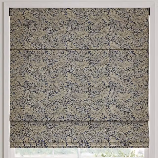 William Morris At Home Larkspur Woven Made to Measure Blackout Roman Blind in Blue Floral Pattern