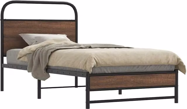 Berkfield Home Classic Bed Frame in Brown Oak, W/D/H: 90 x 200 cm – 1