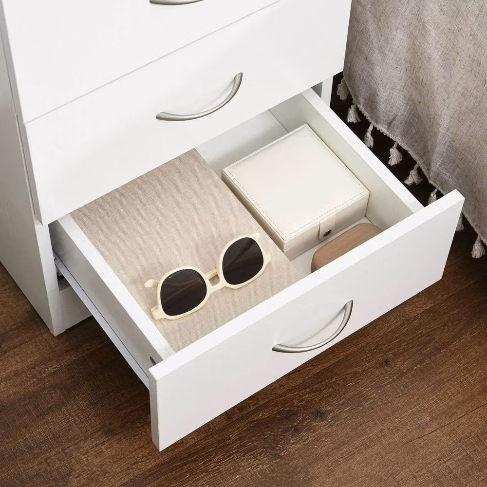 Wyld Haus Yotose White 3 Drawer Bedside Table with Silver Handles, W/D/H: 40.0 x 35.0 x 58.0 cm – 5