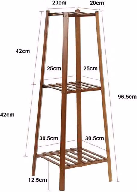 NESTLUNE 3-Tier Tall Bamboo Plant Stand in Brown, H 100 x W 15 x D 15 cm – 1