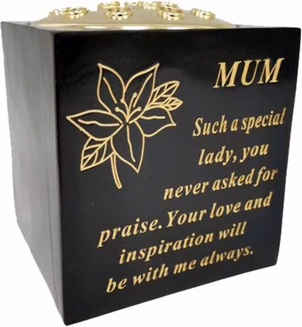 David Fischhoff Black and Gold Memorial Grave Rose Bowl for Mum