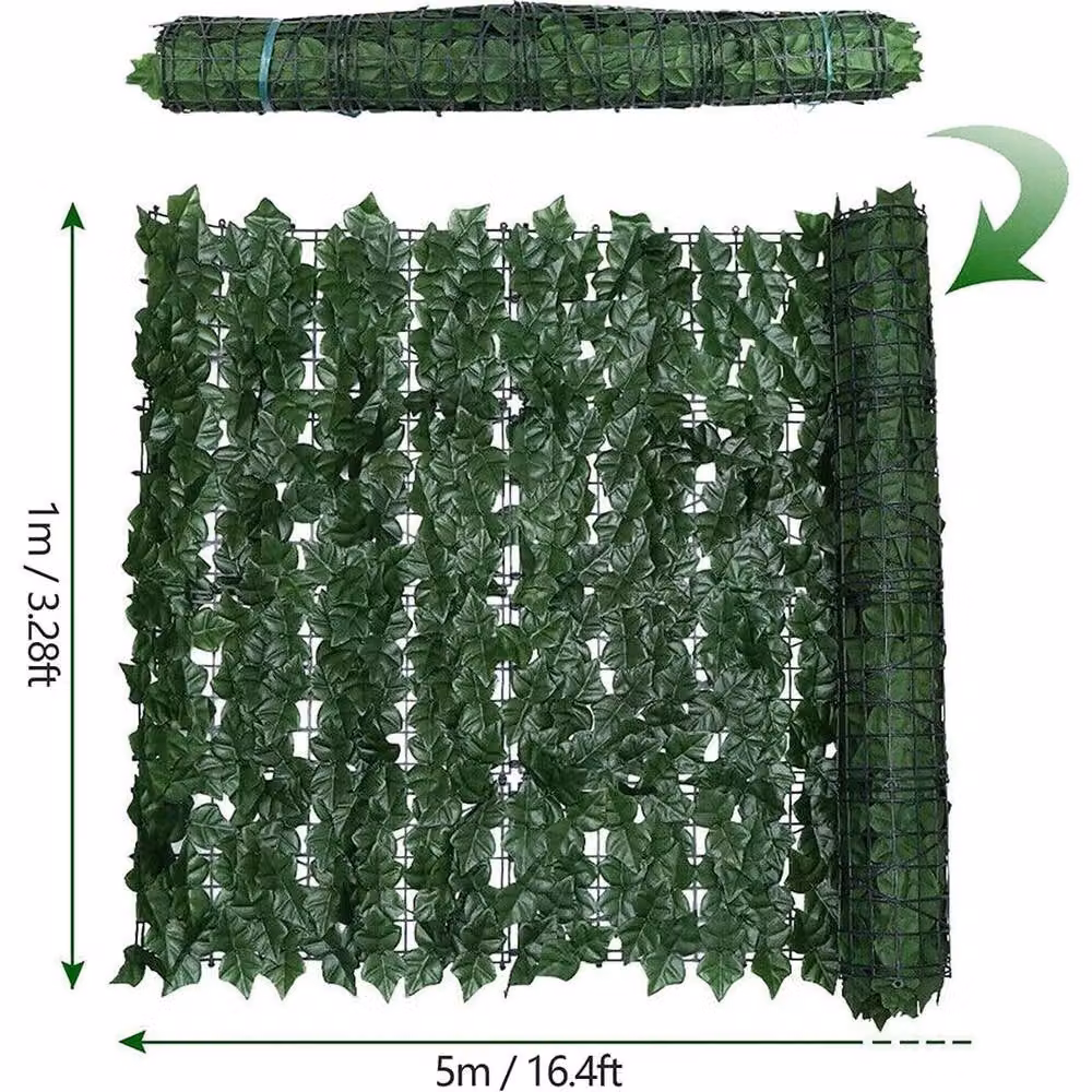 SPETLEK Green Artificial Leaf Hedge Privacy Fence Screen with 50 Ties, W: 100 cm, H: 15 cm – 2