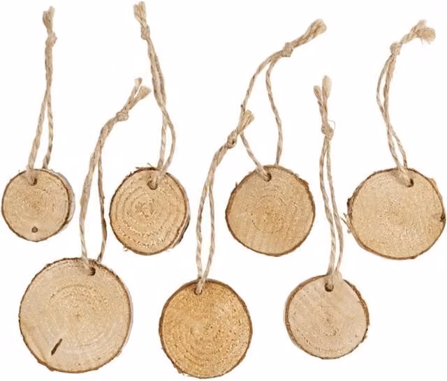 KDMD 28 Pack Light Brown Wooden Discs with Hole