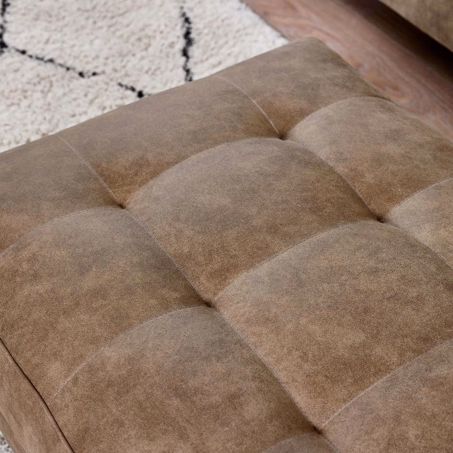 FurnitureboxUK Jade Modern Faux Leather Footstool in Brown – 3