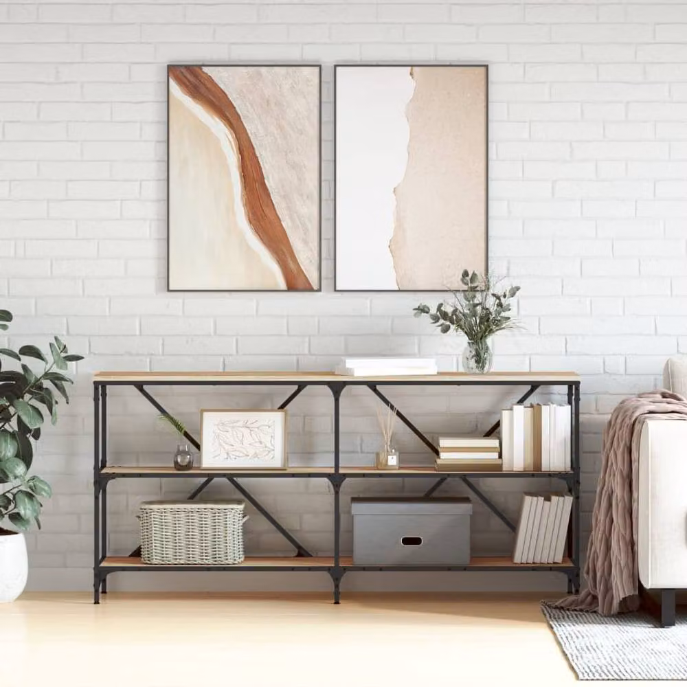 Berkfield Home Sonoma Oak Console Table in Light Tan, W/D/H: 160 x 30 x 75 cm – 2