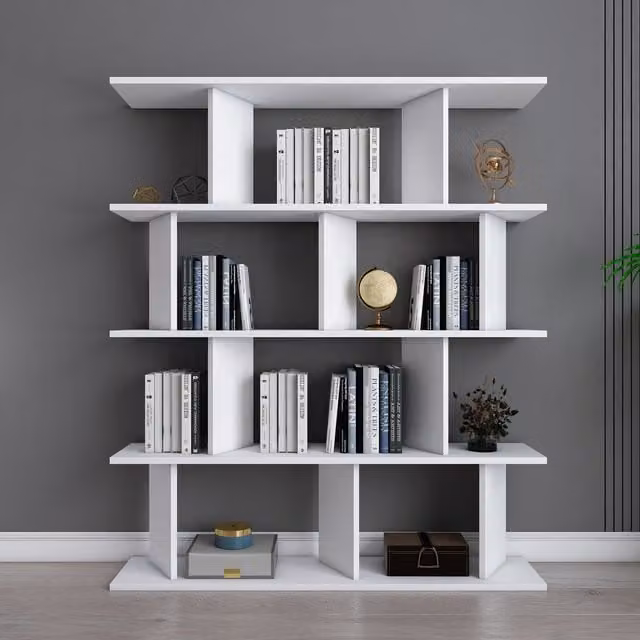 Decorotika Grace 4-Tier Geometric Bookshelf in White