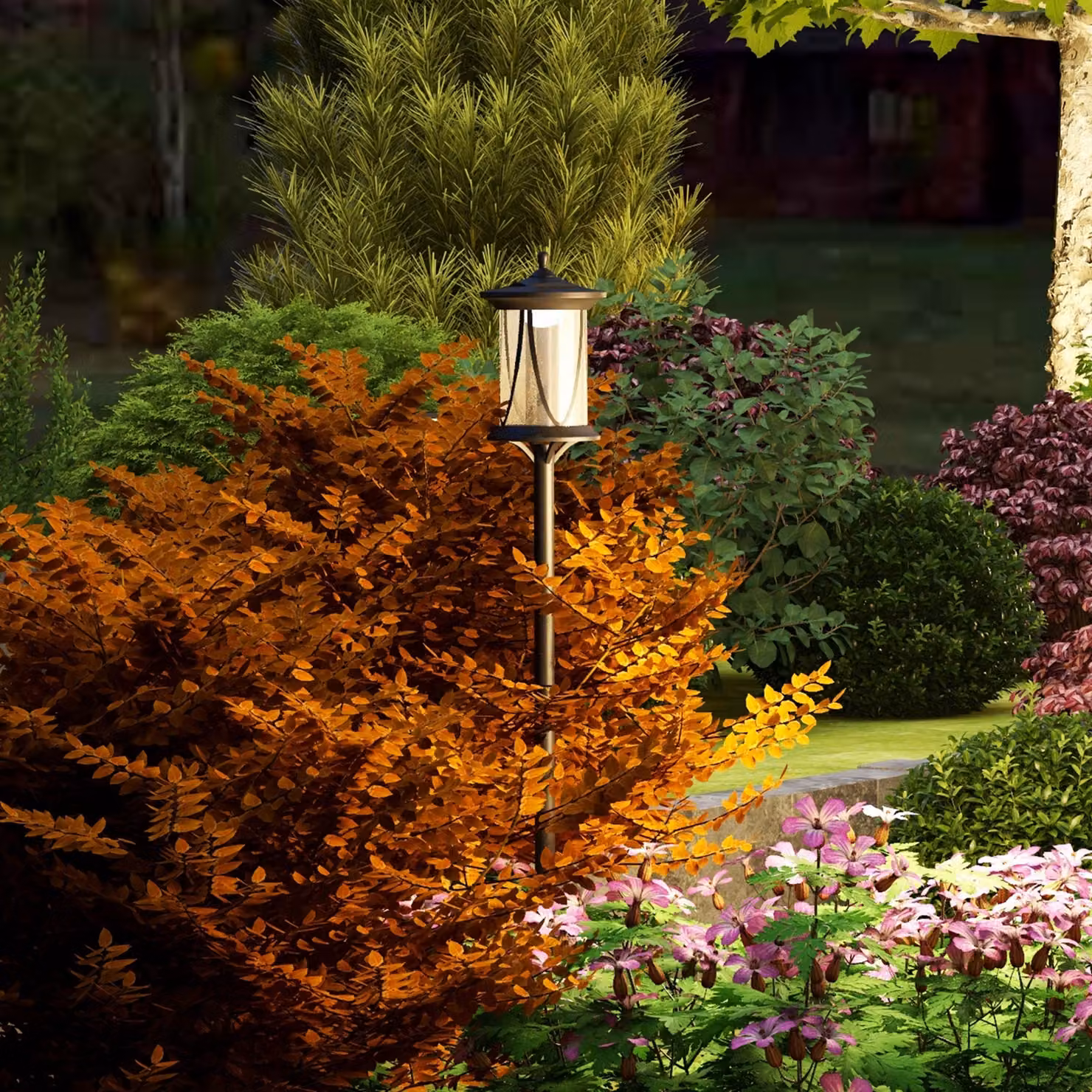 Outsunny Solar LED Lamp Post Light in Black with Cool White Light, IP44 Waterproof Outdoor Street Lantern for Garden and Pathways, Height: 130 cm – 2