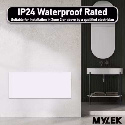 MYLEK 2kW White Slimline Wall Mounted Aluminium Convector Panel Heater, W: 100 cm, H: 42.5 cm – 3