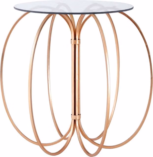 Orsina Modern Round Glass Side Table with Gold Metal Frame, W/D/H: 59 x 59 x 64 cm – 1