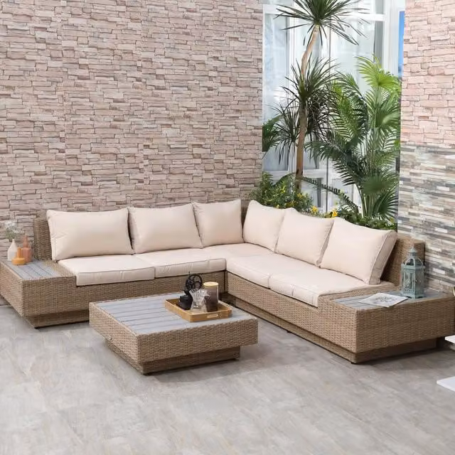 Chilli Furniture Brol Outdoor Sectional Corner Sofa in Beige