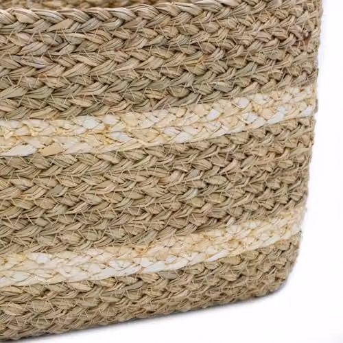 JVL Palma Large Natural Rectangular Storage Basket in Beige and Sand, W/D/H: 33 x 24 x 20 cm – 2