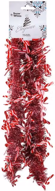 VFM e-Store Red Striped Candy Cane Tinsel Christmas Decoration W/D/H: 55 x 19 x 12 cm – 1