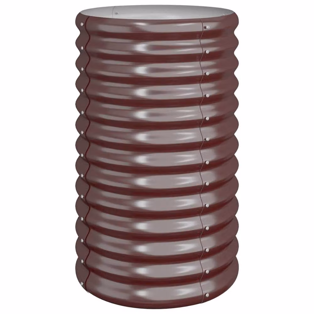 Berkfield Home Durable Powder-coated Steel Garden Planter Tub, Brown, W/D/H: 40 x 40 x 68 cm – 3