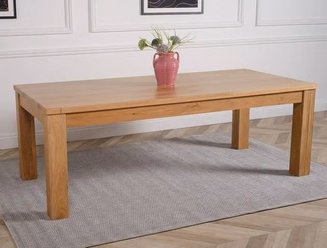 Thats Furniture Dakot Extra Large Solid Oak Rectangular Dining Table in Light Oak, W: 222 cm, D: 102 cm, H: 77 cm