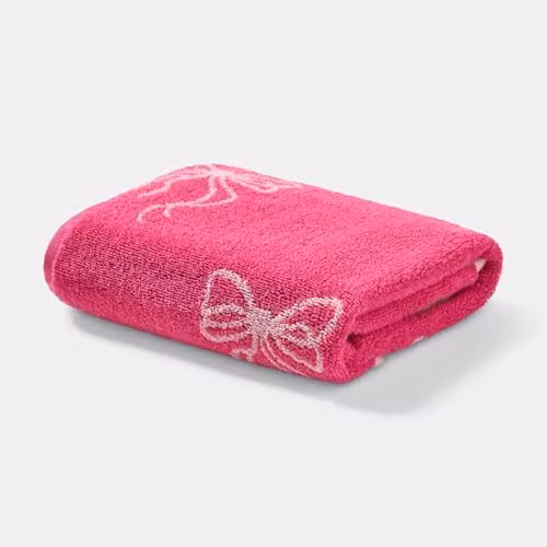 OHS Pink Bow Print Cotton Hand Towel, W: 50 cm x H: 80 cm – 2