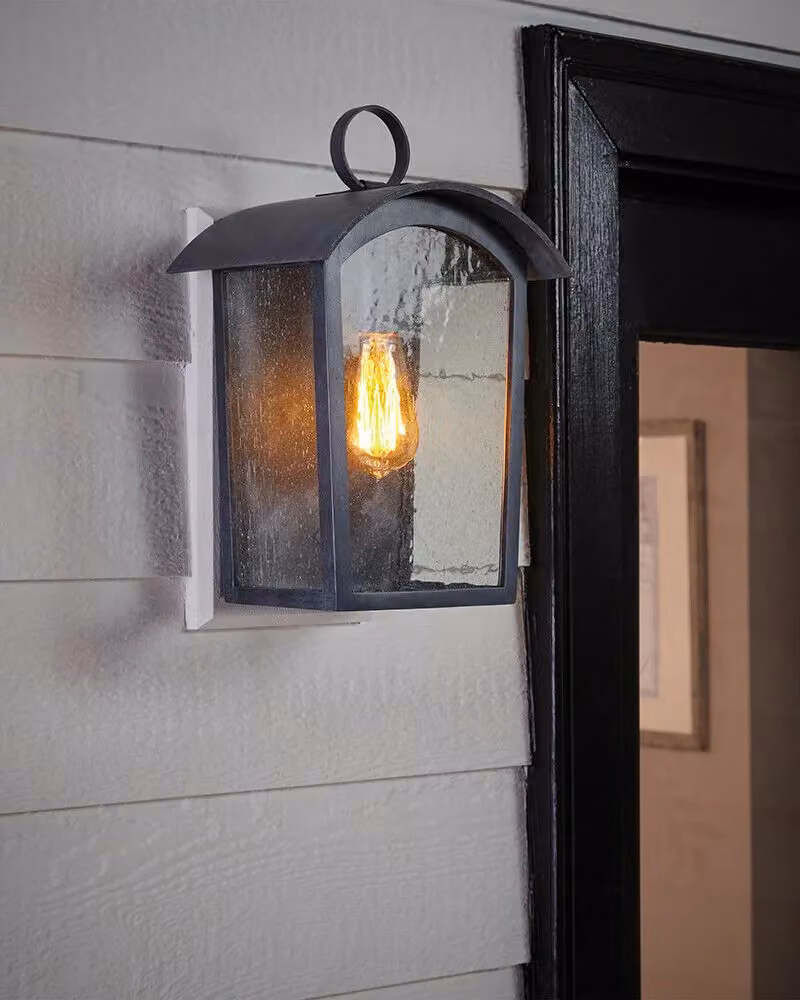 Loops Ash Black Outdoor IP44 LED Wall Light Lantern with E27 Bulb – 2